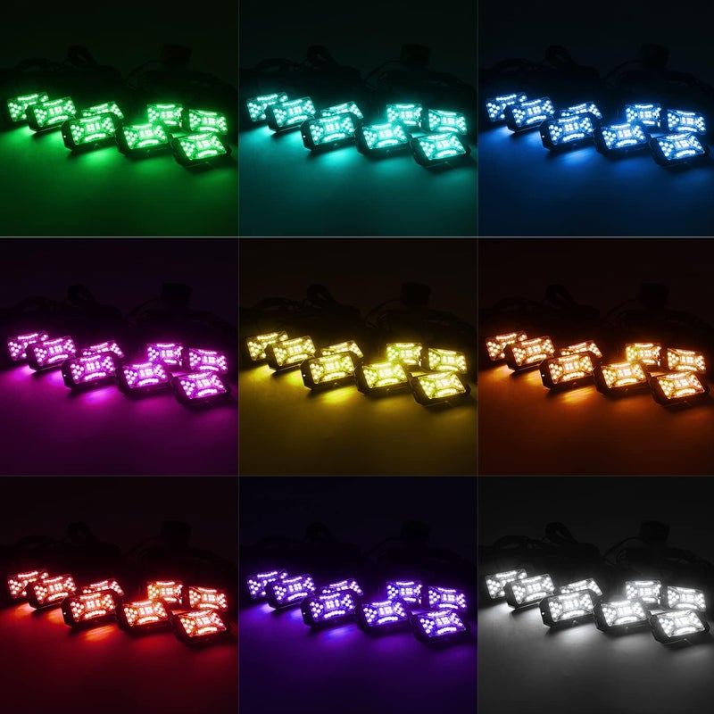 SUNPIE 20 Pods RGBW Rock Lights – Full Beam Angle, 30 High Power Chips, Aluminium Housing, Mounting Pads Included, IP67 Waterproof, Music Mode Underglow Lights, Fits Trucks, SUV, ATV, UTV, Boats - Image 3